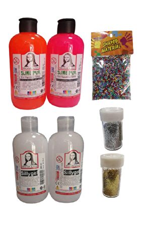 Slime Slaym Yapma Seti 250ml* 4 adet + Toz Sim 2 Adet + Köpük