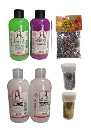 Slime Slaym Yapma Seti 250ml* 4 adet + Toz Sim 2 Adet + Köpük