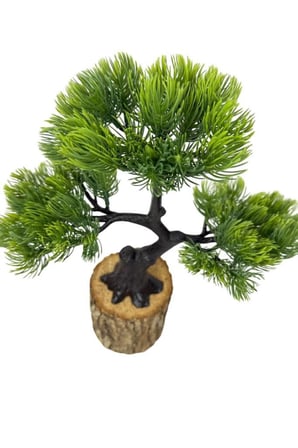 Yapay Çiçek Bonsai Ağacı Kütük Saksıda 3katlı Dekoratif Yapay Ağaç Bonzai 30*25CM
