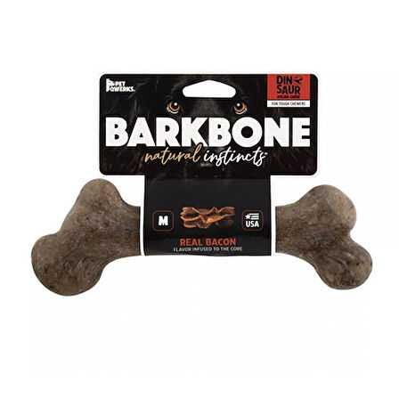 BarkBone Dinosaur Bacon Aromalı Bitmeyen Köpek Çiğneme Kemiği Büyük Boy 25 Cm 