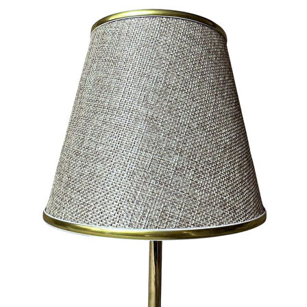 Uretti - Funda 1593 2929 Zümrüt Aurora Gold Keten Işıltılı Abajur Metal Ayaklı Masa Lambası