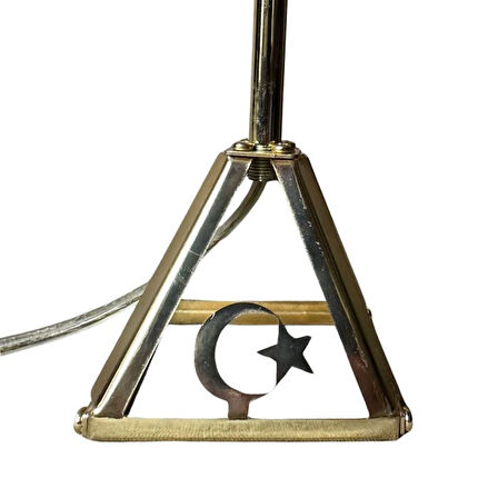 Uretti - Funda 1593 2929 Zümrüt Aurora Gold Keten Işıltılı Abajur Metal Ayaklı Masa Lambası