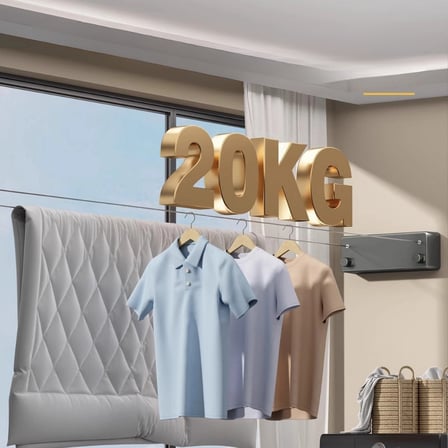 Geri Çekilebilir Çelik Çamaşır Asma İpi 4,2 Metre 20 Kg Çamaşır Kurutma İpi Çamaşır Askılığı