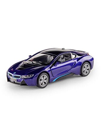 Kinsmart BMW İ8 Metal Diecast Çek Bırak 1:34 Ölçek Araba Mor