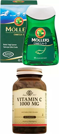 Möller's Omega 3 60 Kapsül + Solgar Vitamin C 1000 Mg 90 Tablet