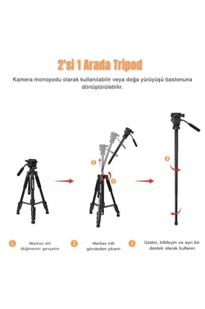Q310 Alüminyum Alaşımlı Profesyonel Tripod&Monpod-10 Kg Taşıma Kapasitesi-Kumanda Ve Telefon Tutucu