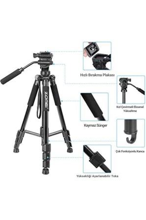 Q310 Alüminyum Alaşımlı Profesyonel Tripod&Monpod-10 Kg Taşıma Kapasitesi-Kumanda Ve Telefon Tutucu