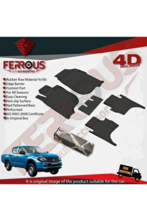 Refref Mitsubishi L200 Uyumlu 4d Havuzlu Kauçuk Paspas 2015 2019 Siyah