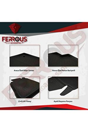 Refref Mitsubishi L200 Uyumlu 4d Havuzlu Kauçuk Paspas 2015 2019 Siyah