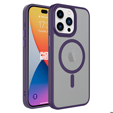 iPhone 15 Pro Kılıf Mat Arka Yüzey Wireless Şarj Özellikli Zore Flet Magsafe Kapak
