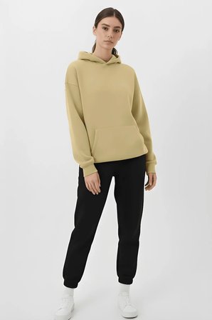 Unisex Yumuşak Dokulu 3 İplik Cream Oversize Sweatshirt