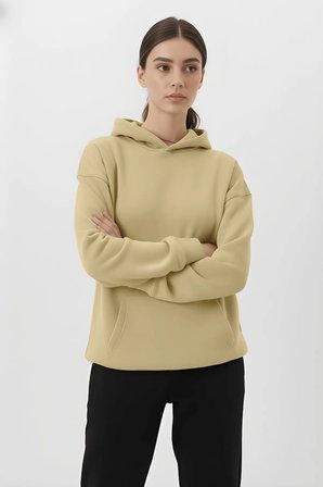 Unisex Yumuşak Dokulu 3 İplik Cream Oversize Sweatshirt