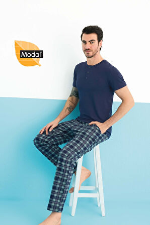 AYDOĞAN Şık Lacivert Modal Erkek Pijama Takımı