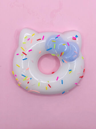 Fiyonklu Donut Taba Squishy Kedi Pati Sıkma 7 cm Pullu Pati Sukuşi - Mavi