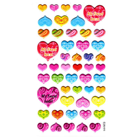 Sticker Kabartmalı Stiker Defter, Planlayıcı Etiket (lbu-015) - 17X9 cm - Kalp