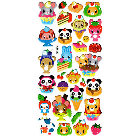 Sticker Kabartmalı Stiker Defter, Planlayıcı Etiket (HL88-030) - 17X9 cm - Sevimli Hayvan Dondurma