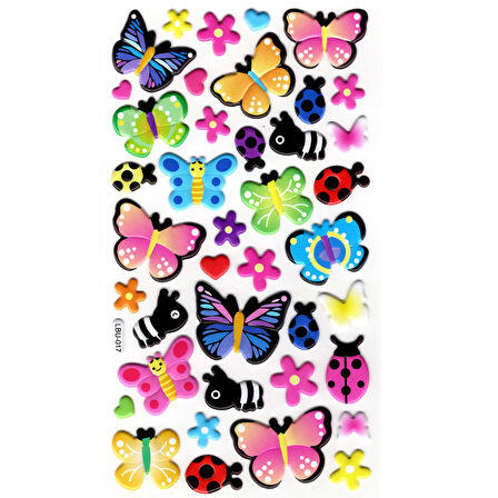 Sticker Kabartmalı Stiker Defter, Planlayıcı Etiket (lbu-017) - 17X9 cm - Kelebek