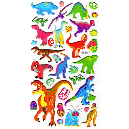 Sticker Kabartmalı Stiker Defter, Planlayıcı Etiket (lbu-001) - 17X9 cm - Dinozor