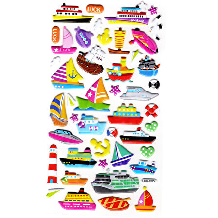 Sticker Kabartmalı Stiker Defter, Planlayıcı Etiket (lbu-005) - 17X9 cm - Gemi