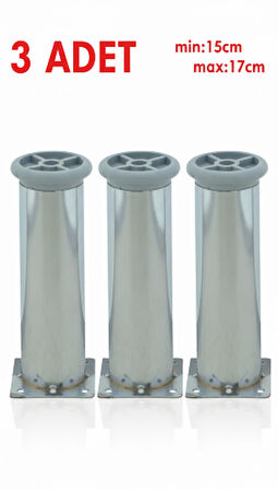 LUDIA Metal Ayarlanabilir 3 Adet Mobilya Ayağı Metal Tablalı 15cm