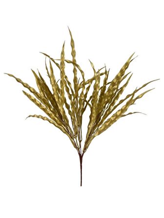 Yapay Çiçek Altın Gold Kalın Kıvrımlı Saz Garnitür Aradal Dekoratif Yapay Bitki 45cm