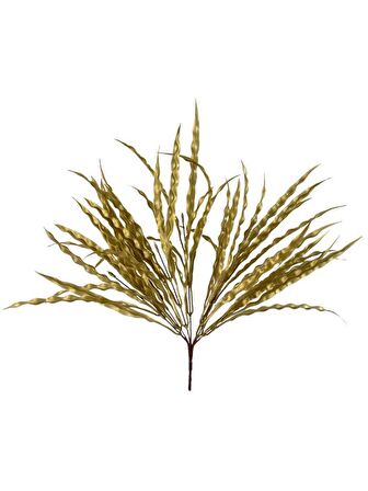 Yapay Çiçek Altın Gold Kalın Kıvrımlı Saz Garnitür Aradal Dekoratif Yapay Bitki 45cm