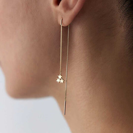 Zincir Sallantılı Üç Yıldız Küpe