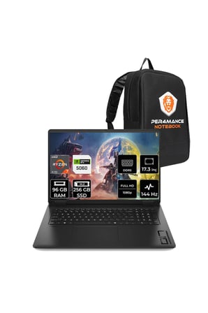 Omen 17 Ryzen AI 7 350 96GB 256GB SSD RTX5060/8GB 17.3" FHD 144Hz FDOS Gaming Laptop & Çanta