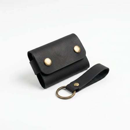 %100 Hakiki Deri El Yapımı Mini Kartlık ve Anahtarlık Seti - Minimalist Unisex Cüzdan 6x9 cm