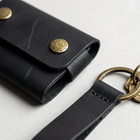 %100 Hakiki Deri El Yapımı Mini Kartlık ve Anahtarlık Seti - Minimalist Unisex Cüzdan 6x9 cm