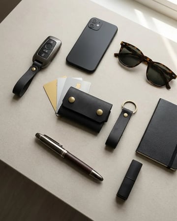 %100 Hakiki Deri El Yapımı Mini Kartlık ve Anahtarlık Seti - Minimalist Unisex Cüzdan 6x9 cm