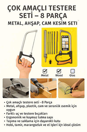Çok Amaçlı Testere Seti – 8 Parça Metal, Ahşap, Cam Kesim Seti