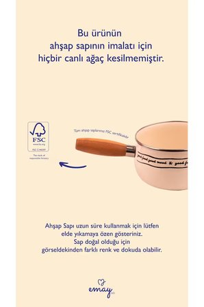 Black Cupid Ahşap Saplı Kalp Desenli Emaye Sos Tavası 1,3 Litre