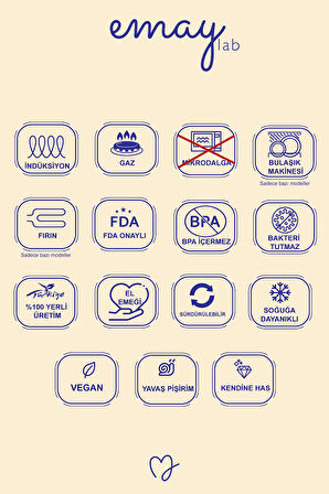 Black Cupid Ahşap Saplı Kalp Desenli Emaye Sos Tavası 1,3 Litre