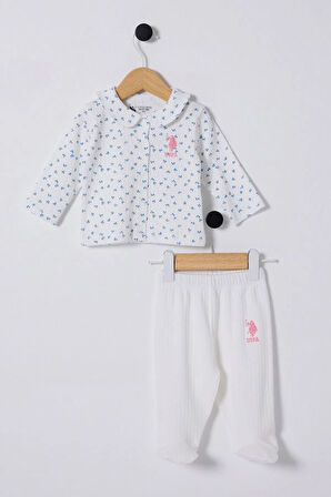 U.S Polo Bebek 2'Li Takım USB2433 Beyaz-Mavi