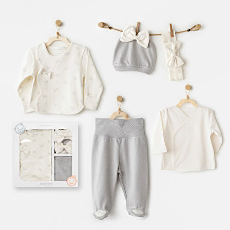 Andywawa AC26250 Baby Bow Bliss 5'li Hastane Çıkışı Ekru