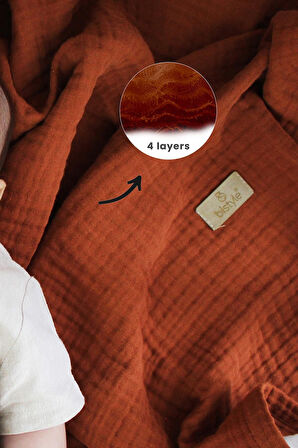 Bistyle Müslin Battaniye 120x120 Cm 70101 Kiremit