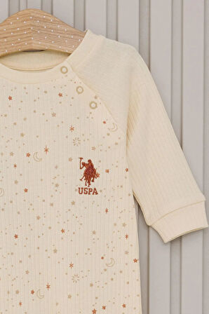 U.S.Polo Kız Bebek Uzun Kol Patiksiz Tulum USB2111 Krem