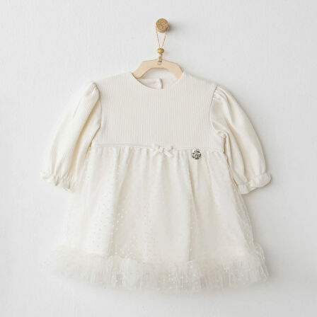 Andywawa AC26257 Baby Bow Bliss Elbise Ekru