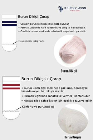 U.S.Polo Kız Bebek Çorap USB2208 Pudra Ekru Somon