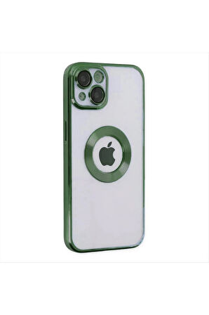 POINTTECH iPhone 14 Plus Uyumlu Lensli Lazer Silikon Parlak Yeşil Telefon Kılıf (Kamera Korumalı)