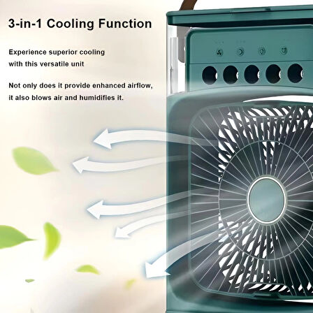 Işıklı Klima 600ml 5 Spreyli Vantilatör Buzlu Buharlı Mini Klima Mini Fan Buzlu