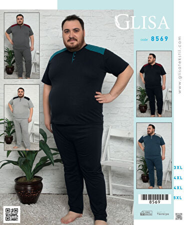 Kısa Kollu Battal Erkek Pijama Takımı