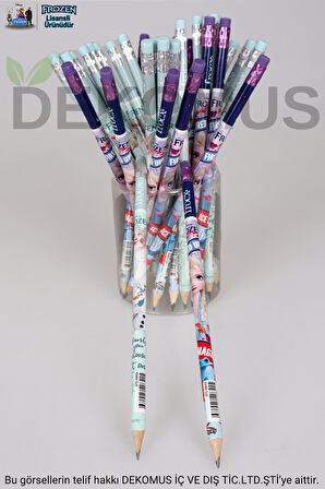 YENİ SEZON LİSANSLI FROZEN ELSA " 2 ADET " SİLGİLİ KURŞUN KALEM 