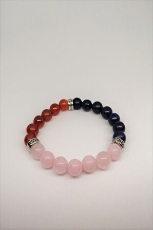 Pembe Kuvars,lapis Lazuli,kızıl Akik Doğaltaş Bileklik