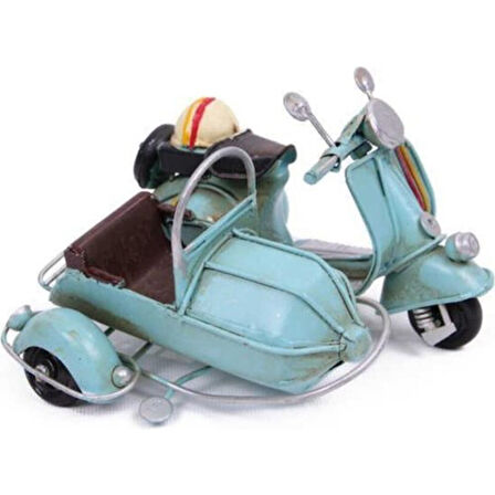 Himarry Dekoratif Metal Scooter Sepetli Vintage Biblo Ev Ofis Hediyelik