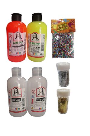 Slime Slaym Yapma Seti 250ml* 4 adet + Toz Sim 2 Adet + Köpük