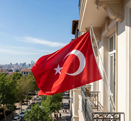 Türk Bayrağı 120×180 – Raşel Kumaş, Çift Dikiş