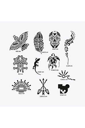 Tulum City Pack Spray Tattoo Geçici Dövme Şablon Seti 10 Desen 1 Sprey