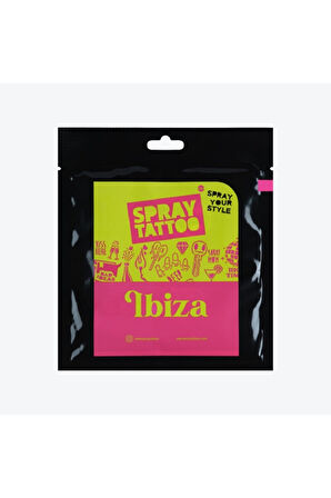 Ibıza City Pack Spray Tattoo Geçici Dövme Seti 13 Desen 1 Siyah Sprey